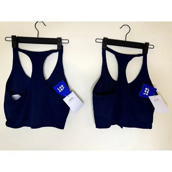 *2 Pack * NWT Joy Lab Blue Women's Workout Crop Top with support bra Size M - Picture 2 of 8